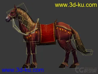 3D打印模型带骨骼，动画的待机马-互相学习参考一下的图片