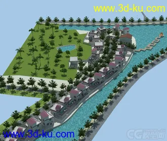 3D打印模型虚拟现实 完整别墅区场景的图片