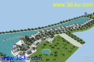 3D打印模型虚拟现实 完整别墅区场景的图片
