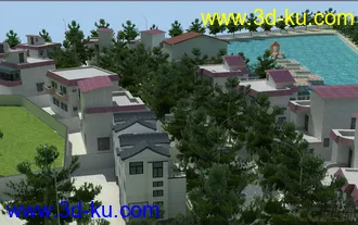 3D打印模型虚拟现实 完整别墅区场景的图片