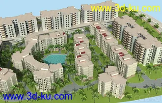 虚拟现实 高档小区 模型 地形小品 植被设施齐全的图片