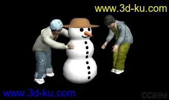 3D打印模型虚拟现实  小朋友堆雪人场景的图片