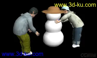 3D打印模型虚拟现实  小朋友堆雪人场景的图片