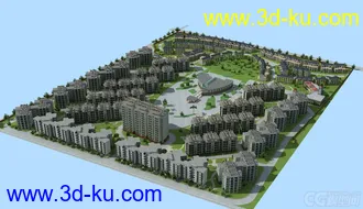 3D打印模型虚拟现实 完整场景 高档小区 商场幼儿园 别墅区 地形 小品设施齐全的图片