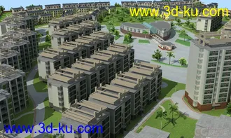 3D打印模型虚拟现实 完整场景 高档小区 商场幼儿园 别墅区 地形 小品设施齐全的图片