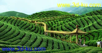 竹亭子茶园亭子模型的图片