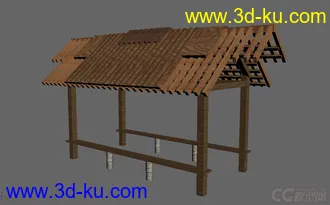 3dmax 木质架子廊架模型复杂款式的图片