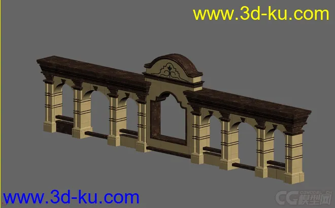 3dmax 欧式景观墙带空洞的模型的图片1