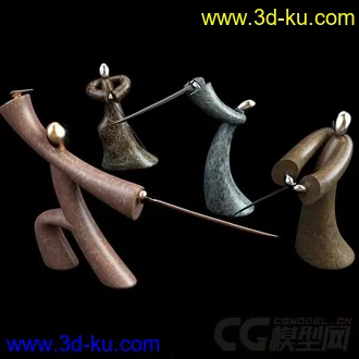 古代人物练剑泥塑模型的图片