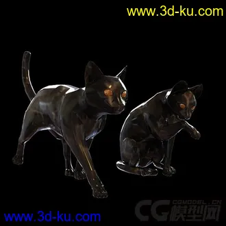 两只黑猫装饰品模型的图片