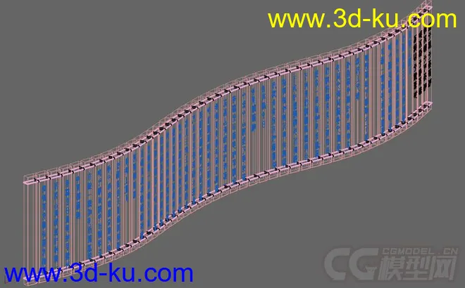 3dmax 竹简景观墙实体模型的图片1