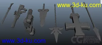 3D打印模型多款武器的图片