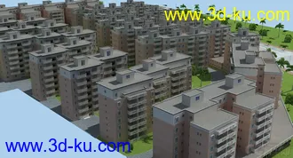 3D打印模型虚拟现实 数字城市完整小区 地形小品设施齐全的图片