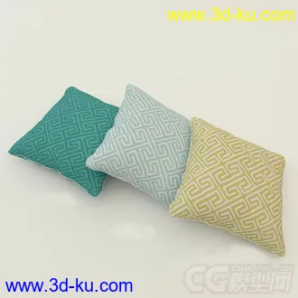 三个简约花纹靠枕模型的图片