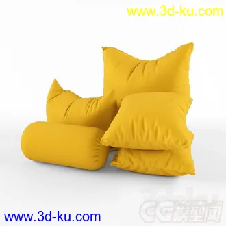 黄色圆的方的圆柱的抱枕模型的图片