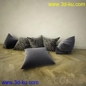 灰色布艺抱枕模型的图片