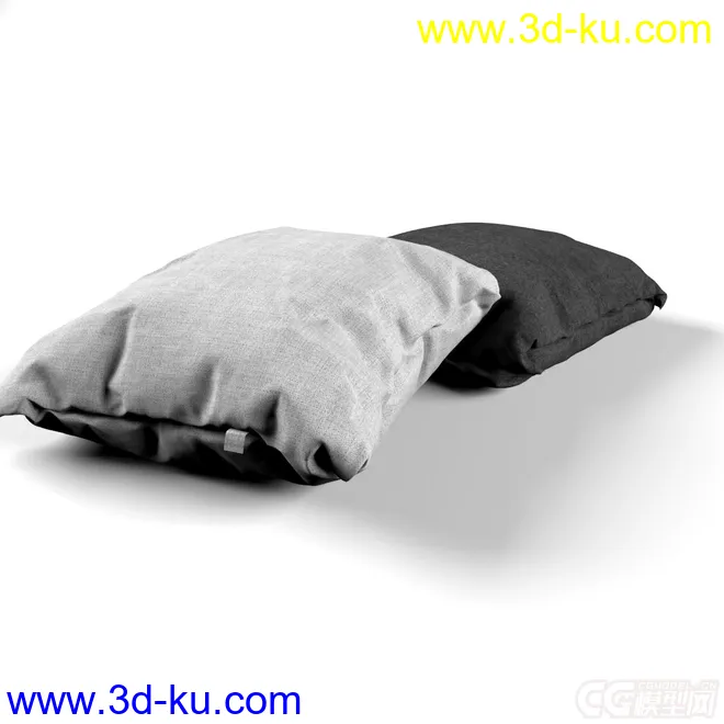 黑白布艺靠枕模型的图片1