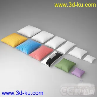 各种颜色各种大小的抱枕模型的图片