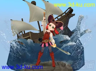 3D打印模型卡通海盗小妮的图片