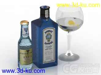 两瓶酒模型 高脚杯的图片