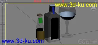 两瓶酒模型 高脚杯的图片
