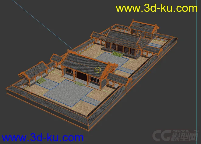 唐代小院 三进四合院模型的图片1