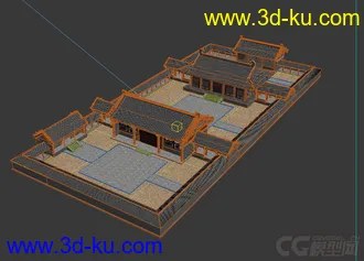 3D打印模型唐代小院 三进四合院的图片