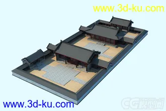 3D打印模型唐代小院 三进四合院的图片