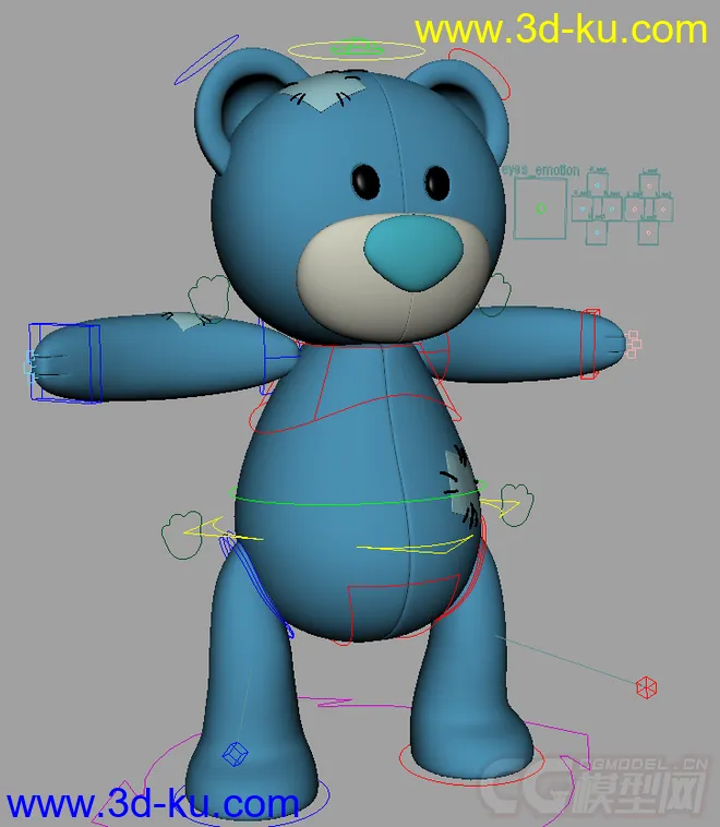 一只蓝色的熊Blue Teddy Rig模型的图片1