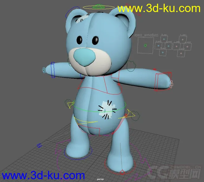 一只蓝色的熊Blue Teddy Rig模型的图片2