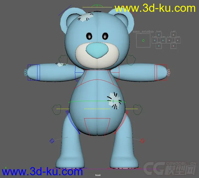 一只蓝色的熊Blue Teddy Rig模型的图片3