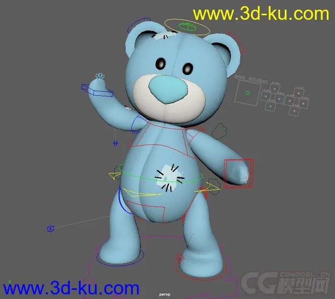 一只蓝色的熊Blue Teddy Rig模型的图片4