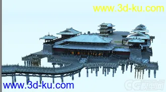 3D打印模型唐代建筑，大殿，塔，角楼，桥的图片