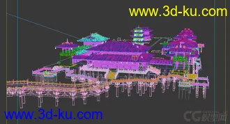 3D打印模型唐代建筑，大殿，塔，角楼，桥的图片