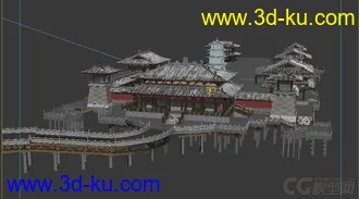 3D打印模型唐代建筑，大殿，塔，角楼，桥的图片