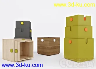 一个个彩色的木箱子装饰品模型的图片