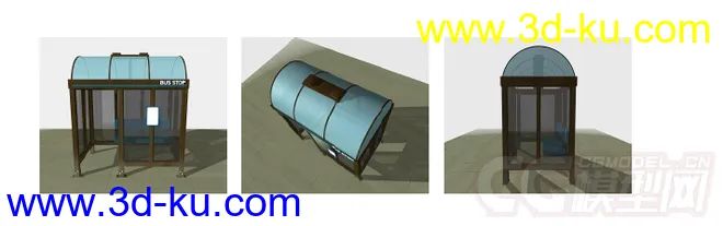 写实公交候车厅模型的图片1