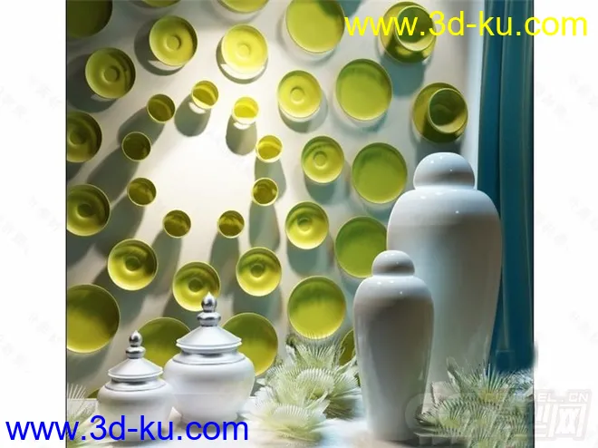 室内装饰摆设 盘子 花瓶模型的图片1