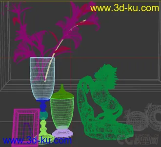 室内装饰摆设  一匹马 花杯 模型的图片