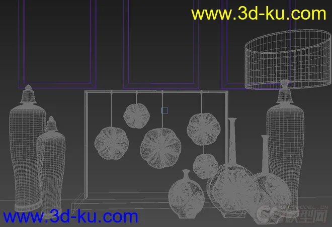 室内装饰品模型 画 花瓶 台灯的图片1