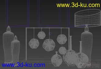 室内装饰品模型 画 花瓶 台灯的图片