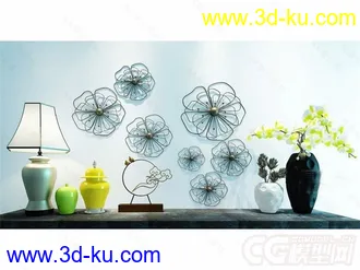 室内装饰 花瓶 台灯模型的图片