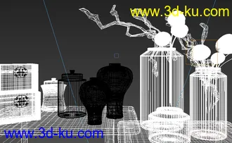 室内装饰 花瓶 小箱子 模型的图片