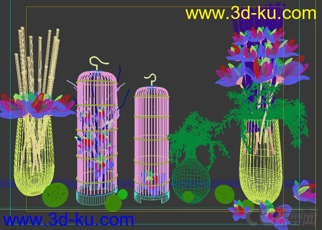 鸟笼 花盆 装饰摆设模型的图片1