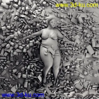 3D打印模型美国女人、丽人、胖女人穿着泳装的女人6K出图的图片