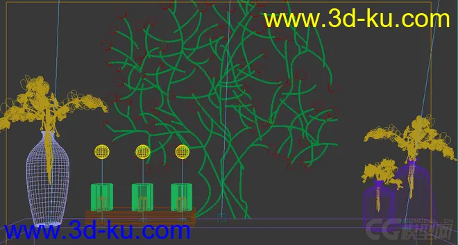 花瓶 墙壁装饰模型的图片1