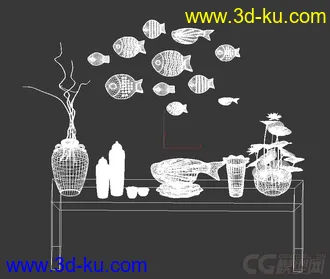 鱼 墙壁装饰 花瓶模型的图片