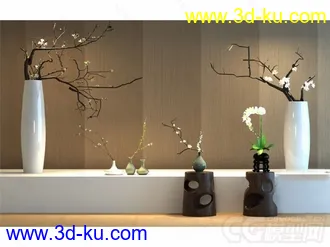 花瓶 梅花装饰摆设模型的图片