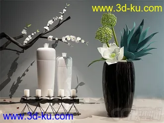 芦荟 花瓶 蜡烛装饰摆设模型的图片