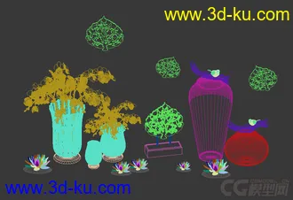 花 罐子 装饰摆设模型的图片